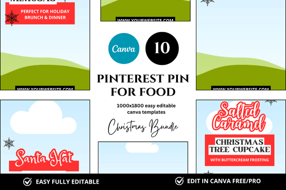 10 Christmas Pinterest Pin Canva Mockup