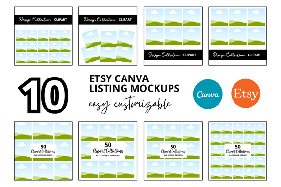 10 Clipart Etsy Listings Mockup