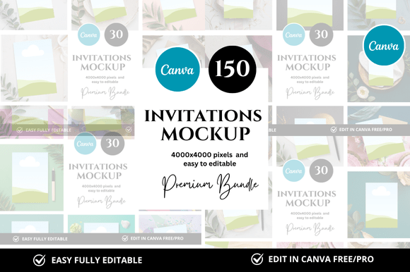150 Invitation Canva Mockup Bundle