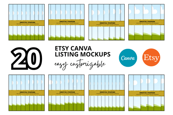 20 Digital Papers Etsy Listings Mockup