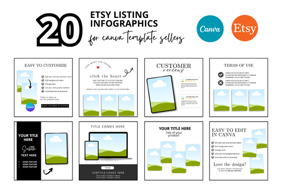 20 Etsy Listing Photo Infographics: Elevating Your Digital Shop with Canva Mockups and Templates