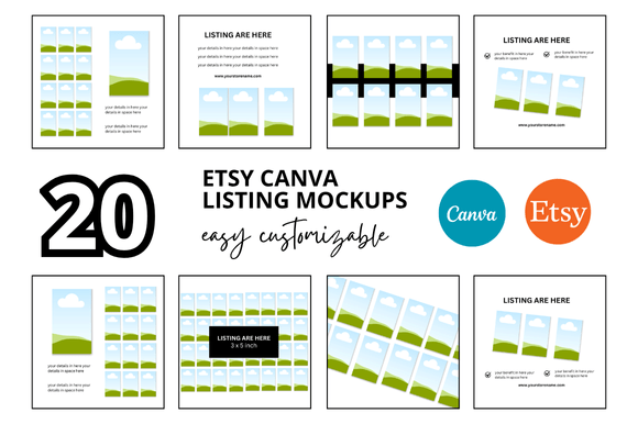 20 Flash Card Etsy Listings Mockup: Enhance Your Digital Product Presentation
