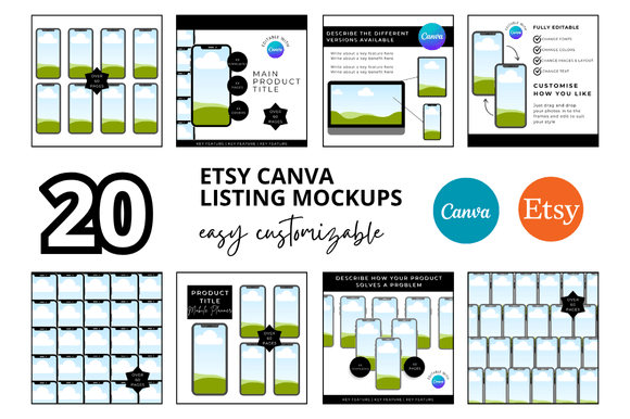 20 Phone Etsy Listings Mockup