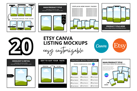 20 Planner Etsy Listings Mockup: Boost Your Digital Product Sales with Professional Templates