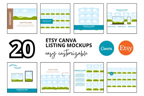 20 Printables Etsy Listings Mockup: Boost Your Etsy Shop with Professional Canva Templates