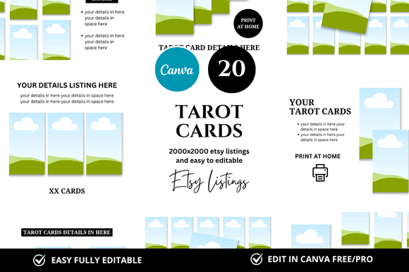 20 Tarot Cards Etsy Listings Mockup