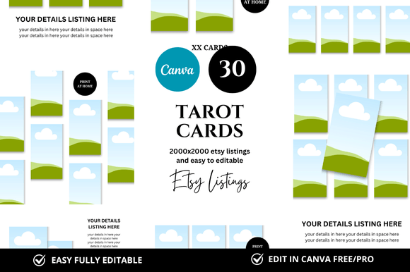 30 Tarot Cards Etsy Listings Mockup: Elevate Your Digital Storefront with Professional Design