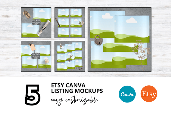 5 Journal Etsy Listings Mockup