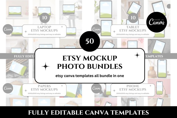 50 Photo Etsy Mockup Bundle: A Must-Have for Digital Product Sellers