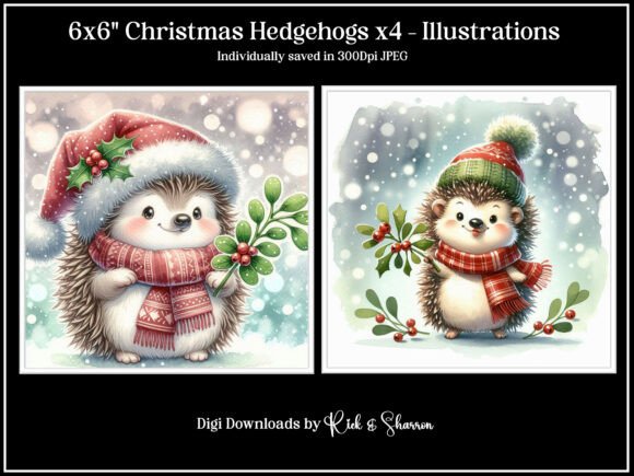 6×6 Christmas Hedgehogs: Festive Illustrations for Creators