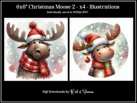 6×6 Christmas Moose 5-8: Festive Digital Craft Set