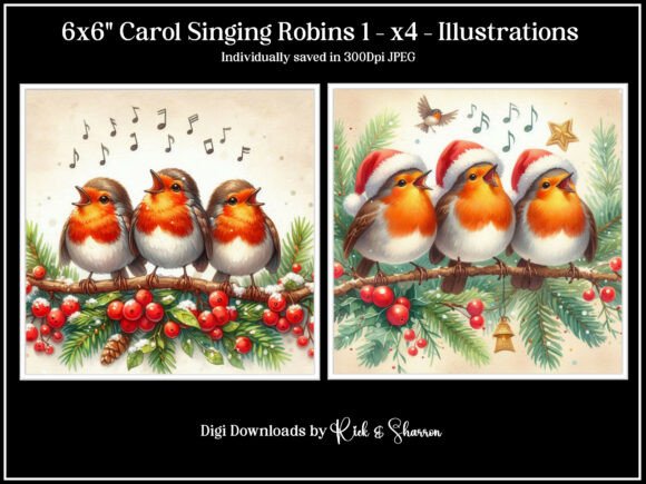 6x6 Carol Singing Robins 1-4 - JPEG: Creative Uses for Your Digital Craft Projects