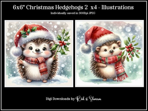 6x6 Christmas Hedgehogs 2 X4 Illustratio: A Versatile Digital Design Set for Creators and Small Business Owners