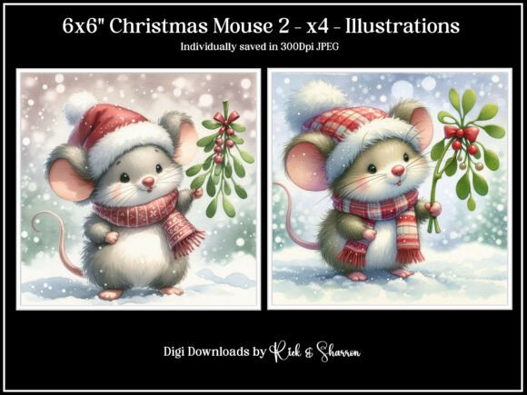 6x6 Christmas Mouse 2- X4 Illustration