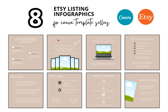 8 Beige Etsy Listing Infographics: A Practical Tool for Digital Sellers