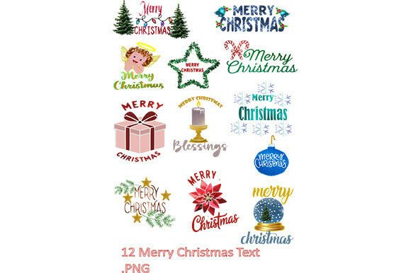 A Set of 12 Merry Christmas Text