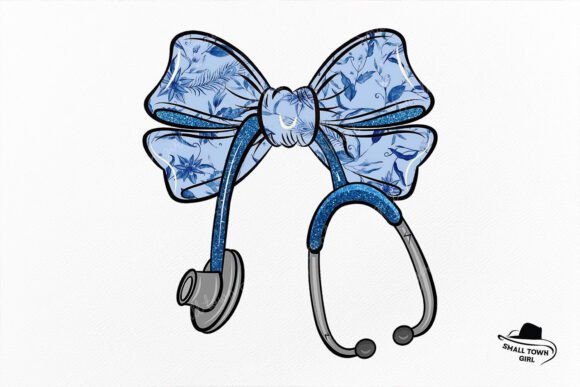 Blue Toile Floral Nurse Bow Stethoscope: A Versatile Design for Creative Entrepreneurs and Craft Enthusiasts