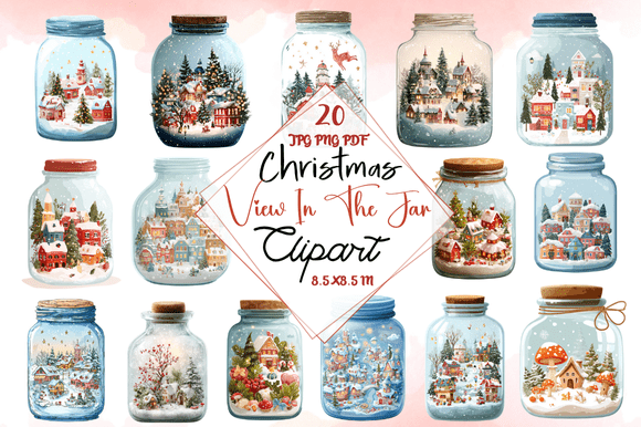 Christmas View in the Jar Clipart: A Versatile Tool for Creative Projects