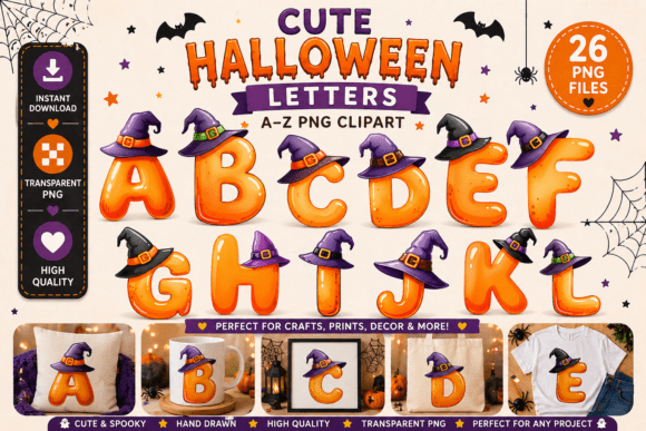 Cute Halloween Alphabet Clipart