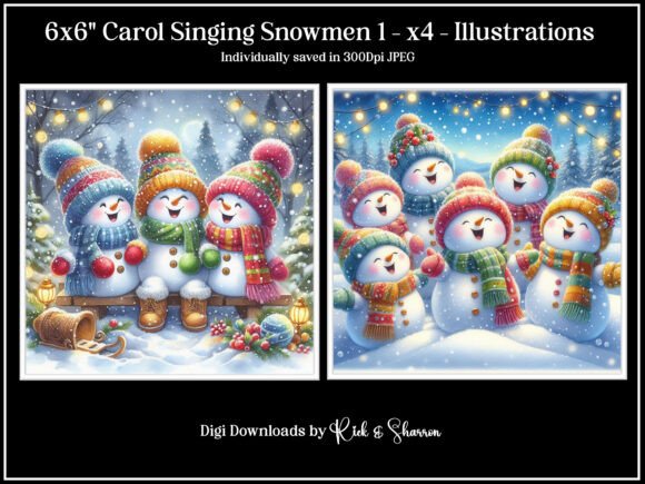 Festive Carol Singing Snowmen Graphics