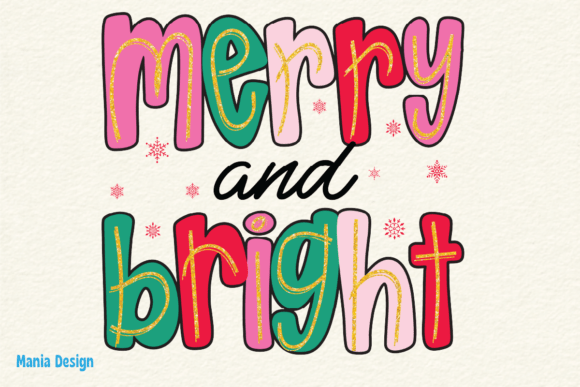 Merry Bright Christmas Gold PNG