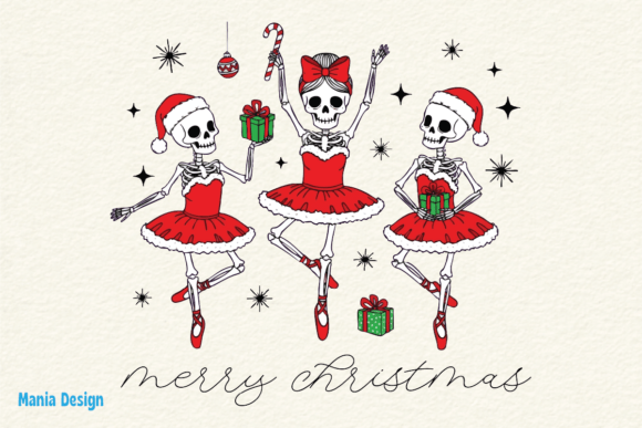 Merry Christmas Skeleton Ballerina PNG: A Unique Holiday Design for Creative Projects