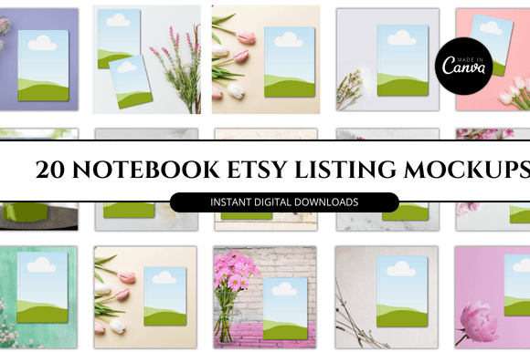 Notebook Etsy Canva Mockup Bundle for Designers