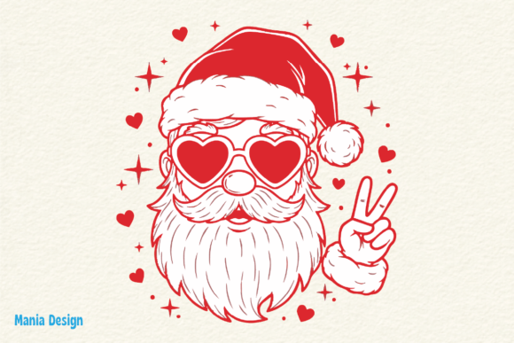 Retro Santa Peace Sign PNG