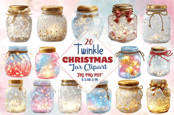 Twinkle Christmas Jar Clipart